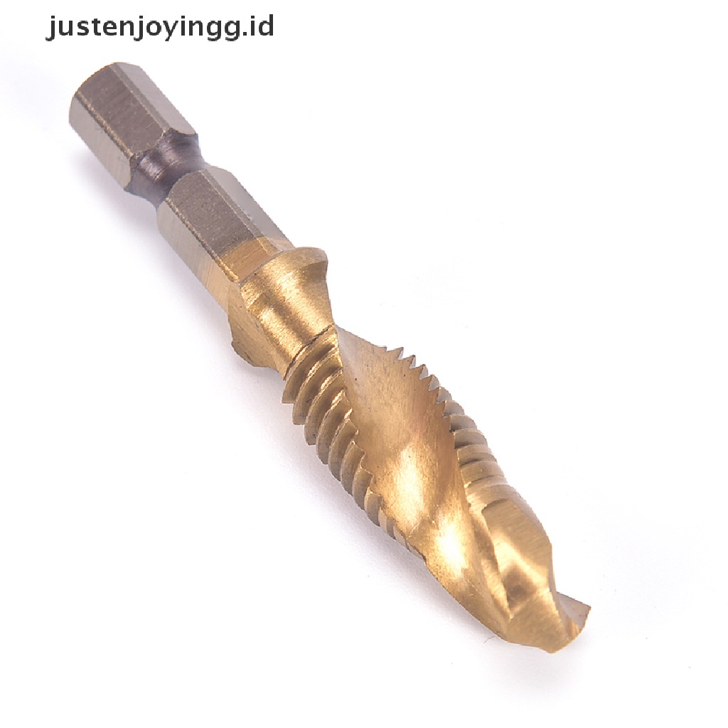 // justenjoyingg.id // M3-M10 Hex Shank Titanium Plated HSS Hand Screw Thread Metric Tap Drill Bits ~