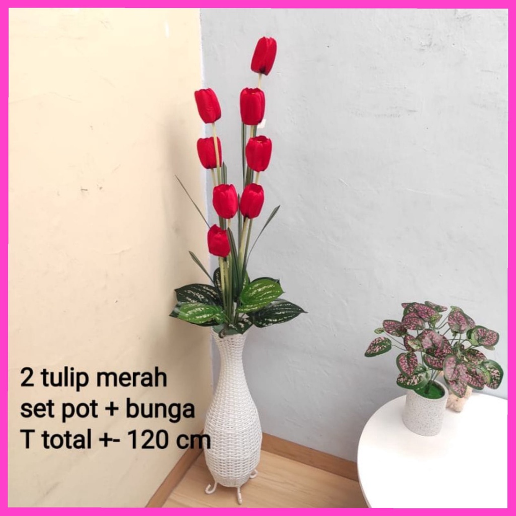 Tanaman Bunga Hias Plastik Besar / Bunga Artificial Dekorasi Pernikahan Ruangan Tamu Pojok Rumah Ter