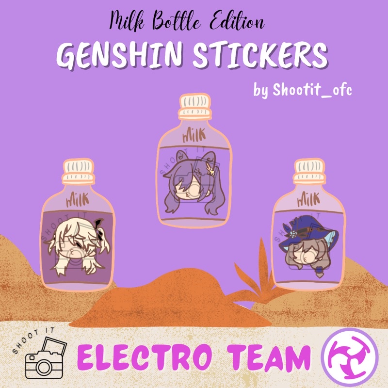 

Shoot It - Genshin Impact Stickers ( Stiker ) Electro Team Fischl Lisa Keqing Journaling