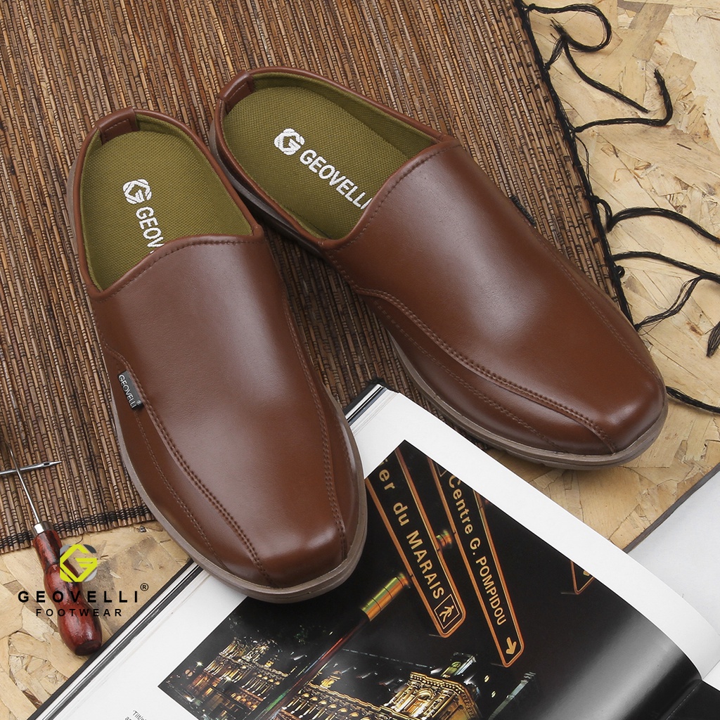 GVL GEOVELLI | Sandal Sepatu Pria Bustong Kasual Formal G-1953 Coklat Sandal Pria Laki Rapih Elegan SantaI nyaman di pakai