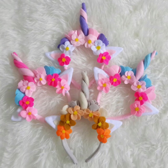 Bando Karakter Unicorn Bunga Pegasus Flower Kuda Tanduk Unicorn Aksesoris