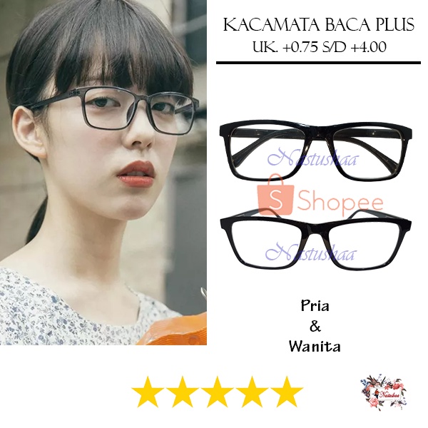 Kacamata Baca Lensa Plus Bingkai Kotak +0.75 s/d + 4.00 Kacamata Rabun Dekat Pria dan Wanita Reading Glasses NOCASE