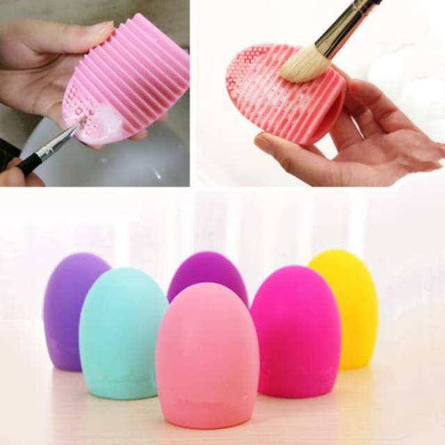 EGG Brush - Alat pencuci/pembersih Kuas silikon - Make up brush - Cleanser