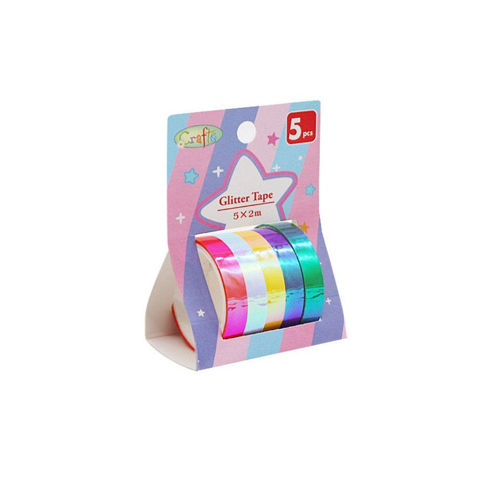 Nanas 5pcs /Set Laser Washi Tape Set Dekorasi Scrapbooking Glitter Gradasi Berubah Warna