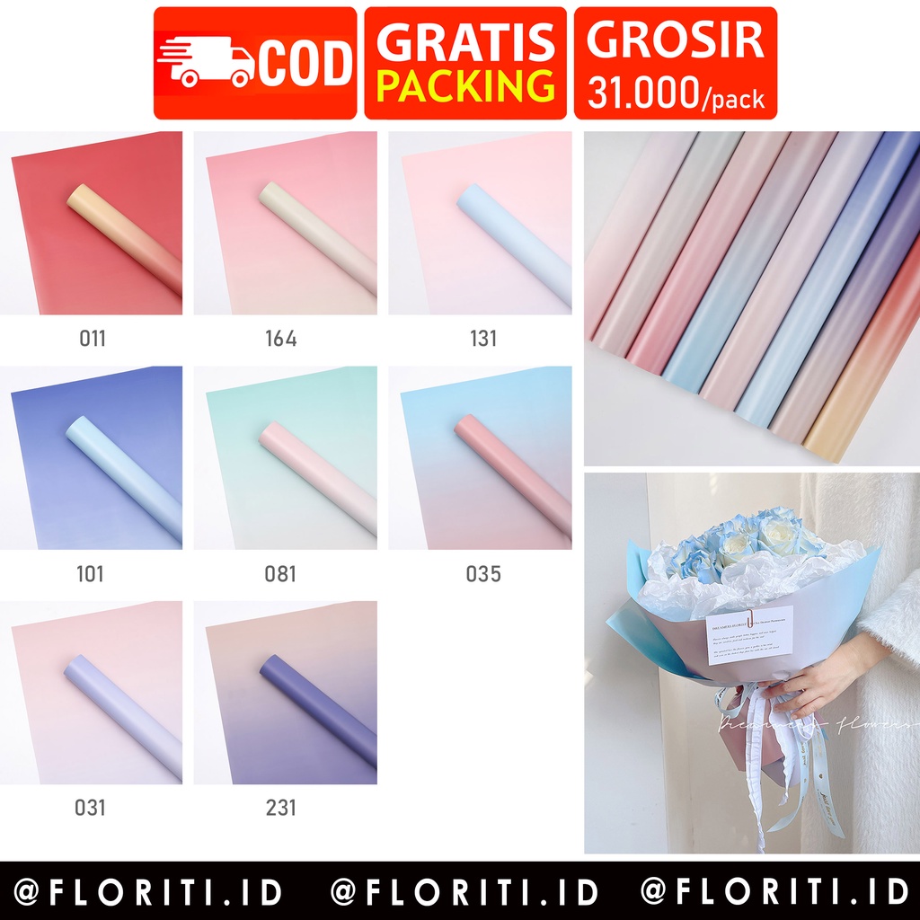 

(20 lembar) Kertas Buket Cellophane Solid Gradasi Flower Wrapping