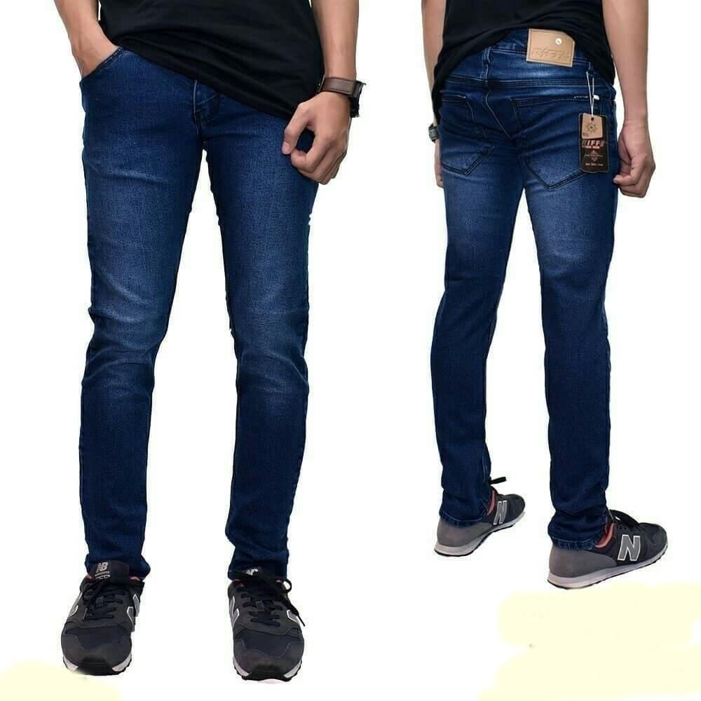 terbaru celana jeans pensil slimfit skinny cowok pria biru dongker biru muda hitam pekat diskon cod