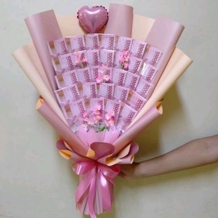 Buket uang asli 2 juta-3 juta bucket uang money bouquet hadiah kado ulangtahun istri pacar ibu ayah