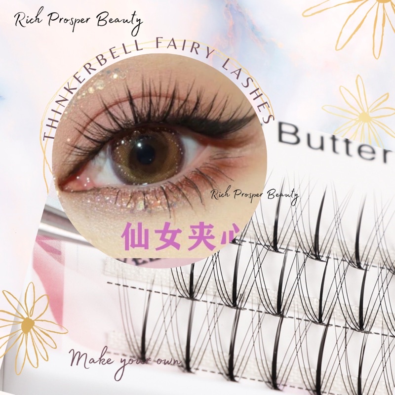 THINKERBELL 03 - EYELASH THAILAND KOREAN SINGLE CLUSTER - Professional Eyelash Extension Fans Premade Fishtail A Shape Spike Lashes Fluffy Eyelash Kit for Beauty Makeup