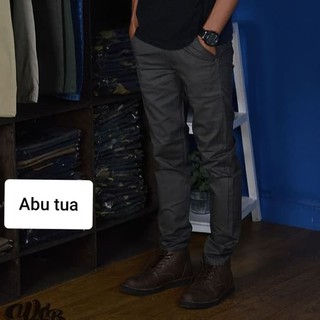  celana  panjang pria chino  skinny slim  fit  strech kantor 