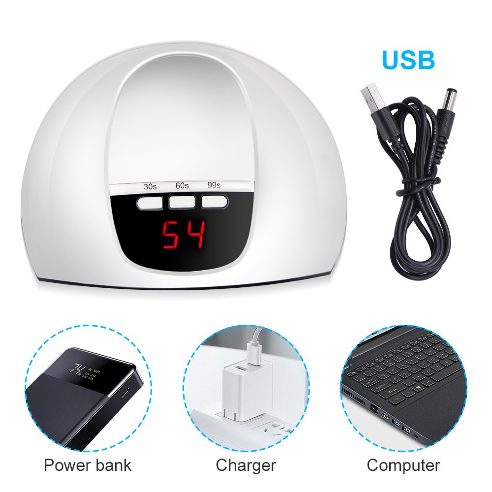 GS8 Pengering Kutek Kuku UV LED Nail Dryer 54W Alat Kecantikan LKE SUN-X5 White