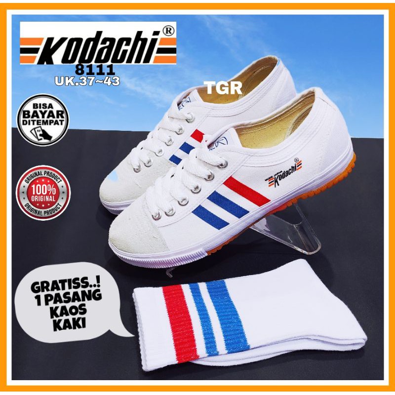 Kodachi 8111 Original Sepatu Kodaci Capung Pria Size 37 s/d 43 Murah Free Kaos kaki - Putih