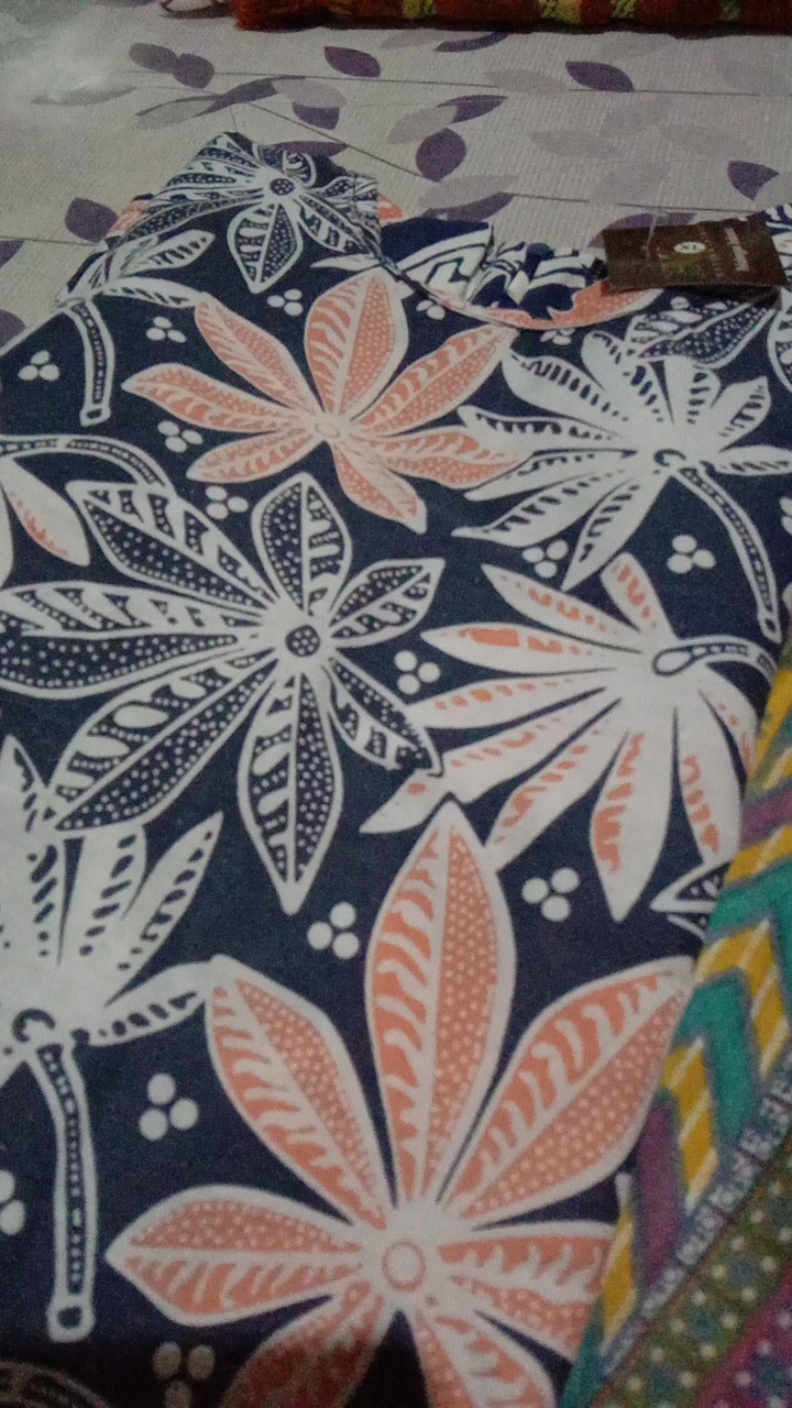 Batik Tunik Shibori Jumputan Terbaru Size S-3l / Hrb026 Yelbor Navbor / Biru Putih