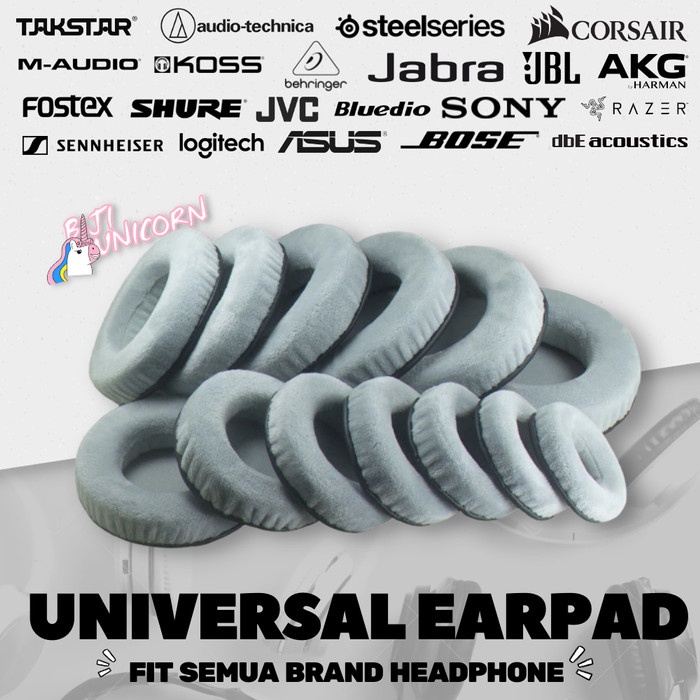 Earpad Earcup Cushion Universal Velvet Grey Busa Foam Bantalan