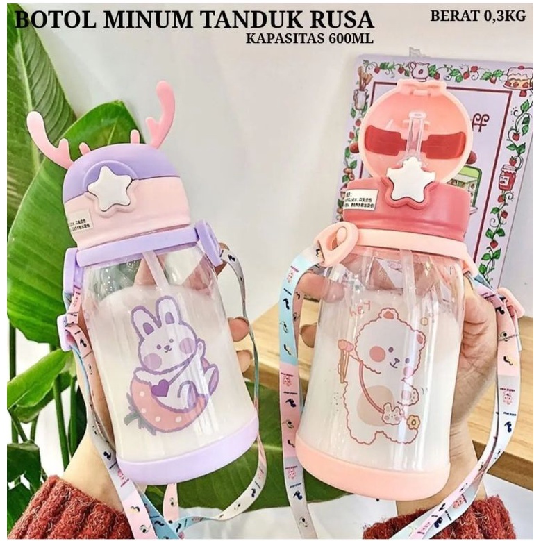 BOTOL MINUM ANAK TANDUK RUSA TALI PANJANG 600ML DAN BOTOL MINUM RUSA TALI/BOTOL MINUM ANAK/BOTOL ANAK/BOTOL ANAK ANAK/BOTOL PLASTIK