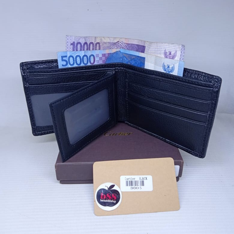 DOMPET KULIT ASLI IMPORT PRIA CARTIR BLACK BRANDED