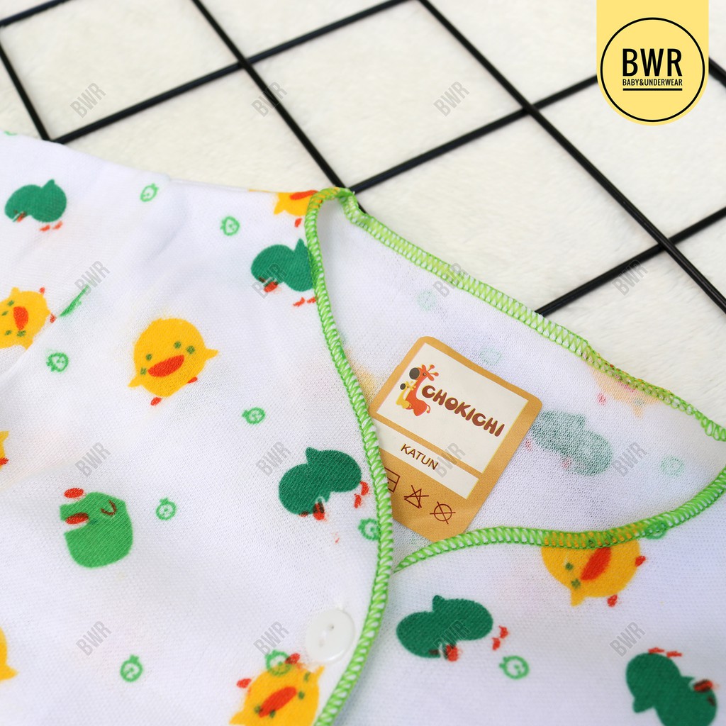 [ 6pc ] Baju Bayi CHOKICHI Pendek Motif Pino Piko [ IV J4 ] Baju Bayi Newborn Dasar Putih - Bwr