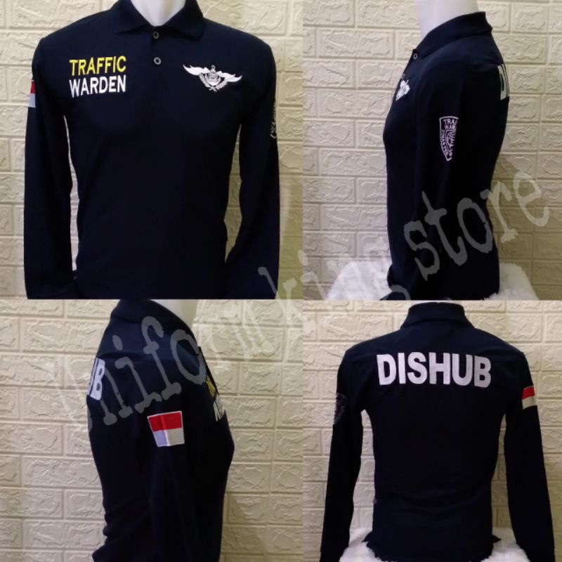 KAOS DISHUB LENGAN PANJANG - KAOS DISHUB NAVY PANJANG - KAOS KERAH DISHUB PANJANG FULL BORDIR