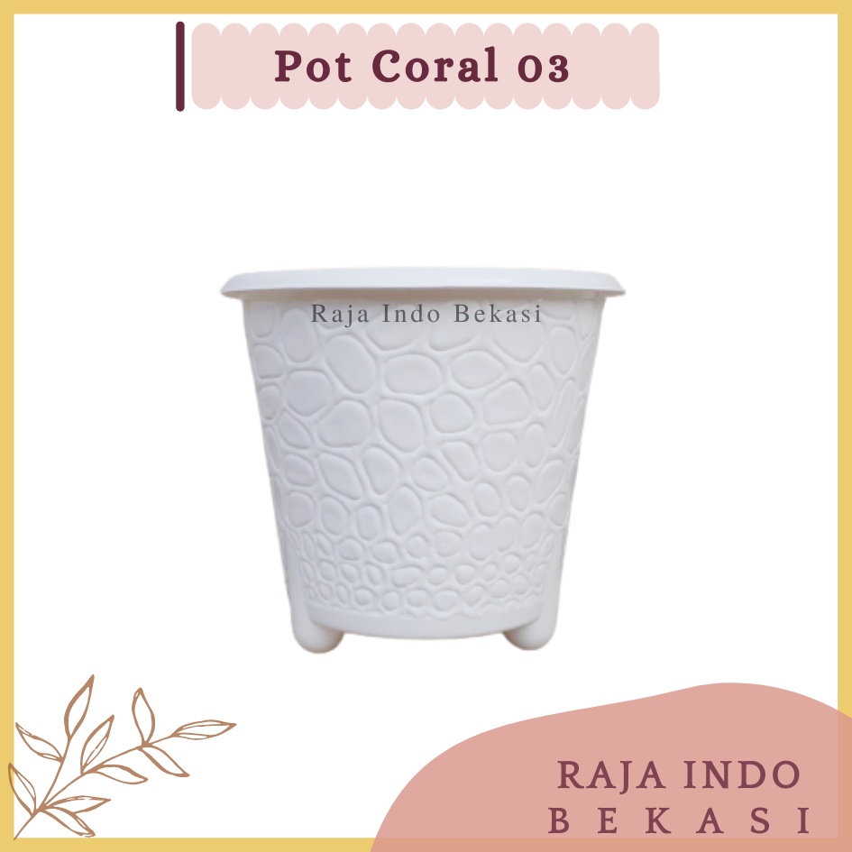 Pot Bjp Coral 03 Putih Budi Jaya Pot Coral 20 Cm Pot Koral Bunga Plastik Motif Batu Alam Bagus Pot Tanaman Murah