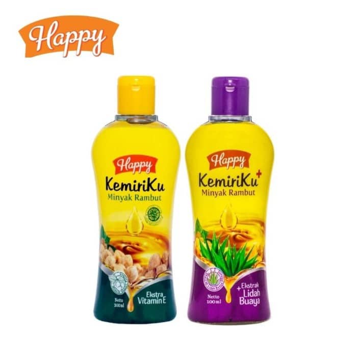 Happy Minyak Kemiriku 100ml Original BPOM - Minyak Rambut Kemiri 100 ml Ekstra Vit E / Ekstrak Lidah Buaya - Shampoo