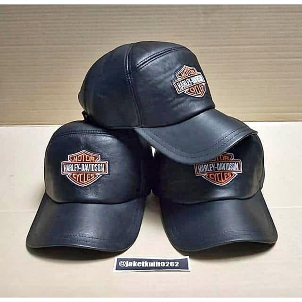Topi pria Kulit Asli Garut handmade Logo HD Keren kualitas bagus rapi murah lokal branded original