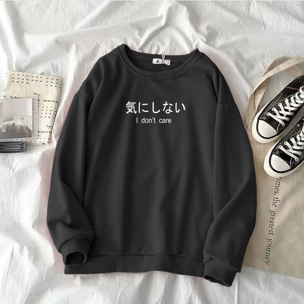 Sweater wanita pria I Don't Care l xl xxl sweater hoodie korean style hoodie wanita switer cewek ter