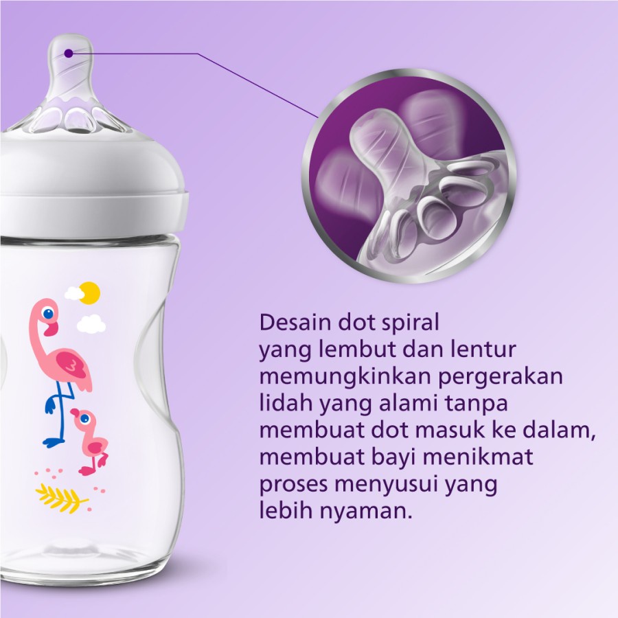 Philips Avent Natural Bottle Single 9Oz Flamingo SCF627/41 Botol Bayi