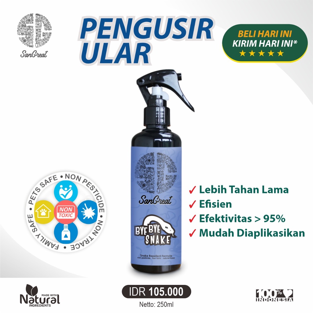 Semprotan anti ular cairan anti ular alat pengusir ular masuk ke rumah non pestisida-SanGreat Bye Bye Snake Spray 250 ml-alami dan aman