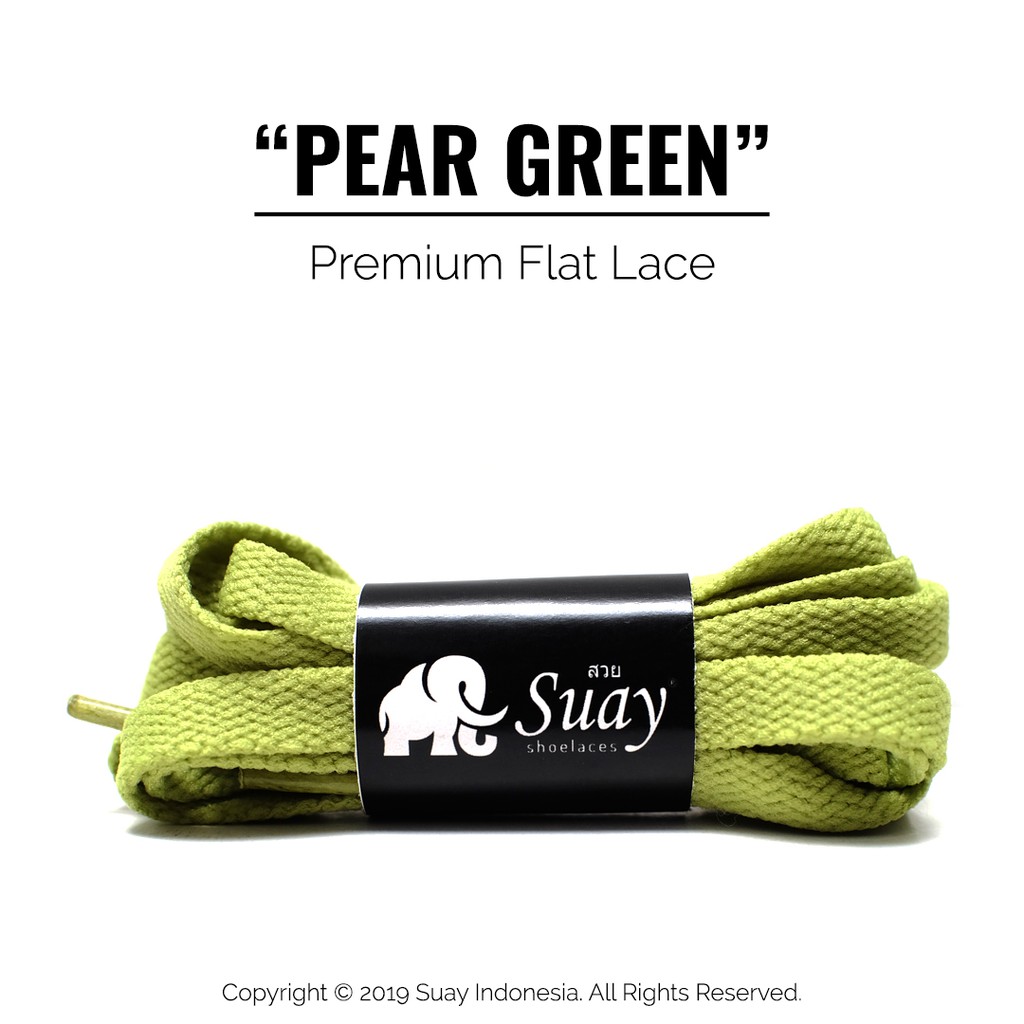 TALI SEPATU Sneaker Warna Warni Gepeng (FLAT) Panjang 115cm Suay Premium Shoelace SURABAYA-Pear Green