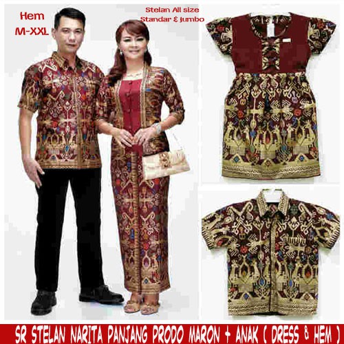 sarimbit keluarga narita prodo panjang + 2 anak[batik family[batikm keluarga[batik solo