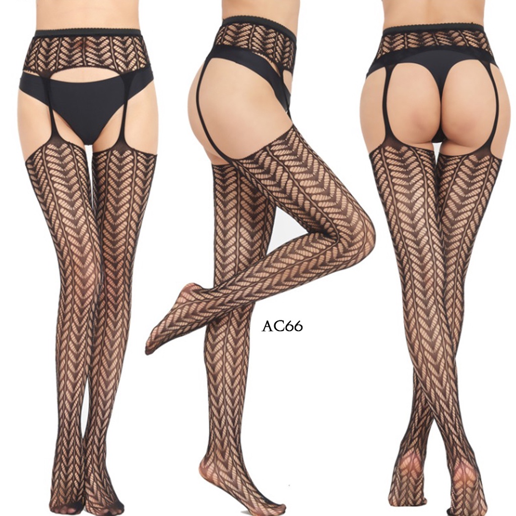 [SIAP KIRIM] STOCKING SEXY LINGERIE OPEN BAWAH MOTIF LACE AC66