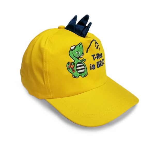 Topi Anak Dinosaurus T-Rex / Topi Dino Anak Baseball Bordir Nama Custom 1 Hari Jadi-KUNING