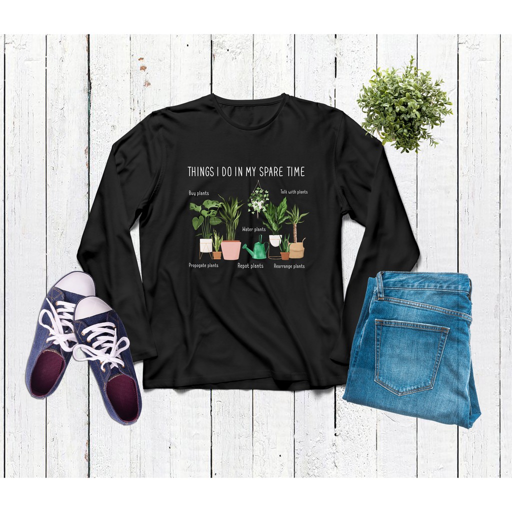 Kaos Tanaman Lengan Panjang Baju Pecinta Tanaman Hias Aroid Monstera Philodendron Unisex T Shirt