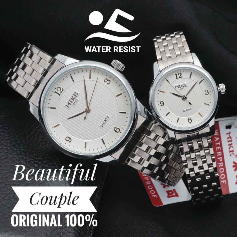 Jam tangan couple original Mike 8163 stainless steel water resist proof by hargajam