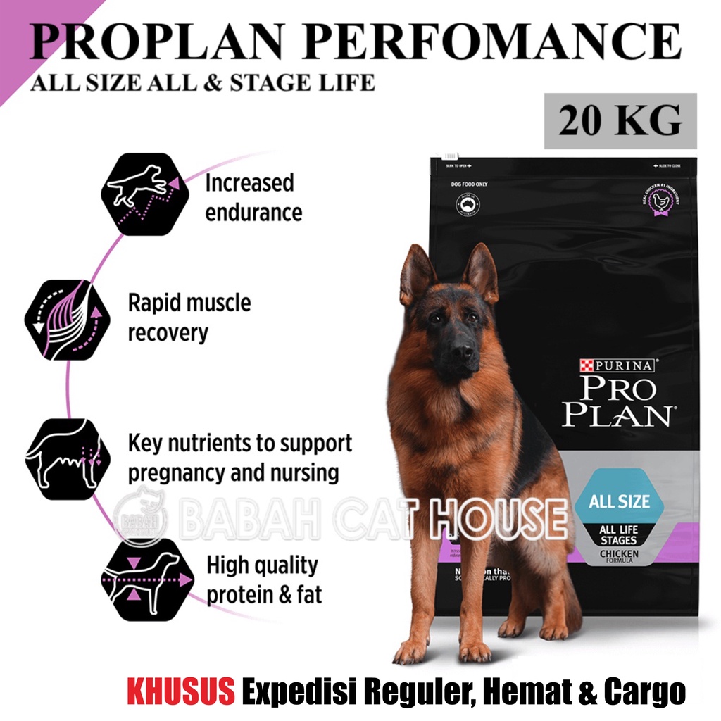 PROPLAN PERFORMANCE 20KG Dog Food Khusus Expedisi Pro Plan All Stage Life Anjing Puppy Ras Makanan B