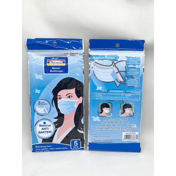 Masker Disposable Earloop - Masker Medis - Masker Mulut - Maser Indomaret Earloop 3 ply