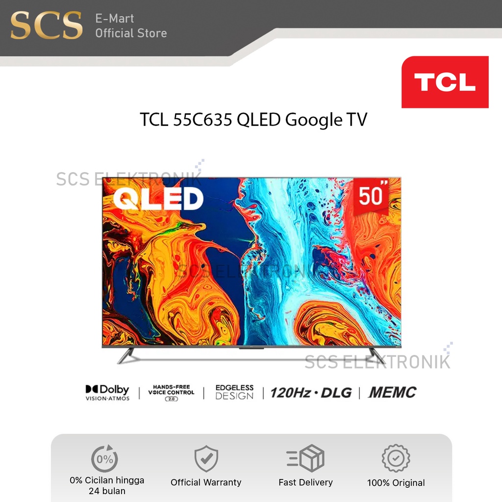 TCL 50C635 QLED Google TV 4K UHD HDR Smart TV C635 50 inch