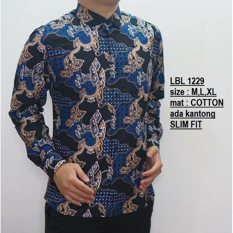 LBL 911 HEM KEMEJA BATIK PRIA SLIM FIT LENGAN PANJANG LUIGI BATANI