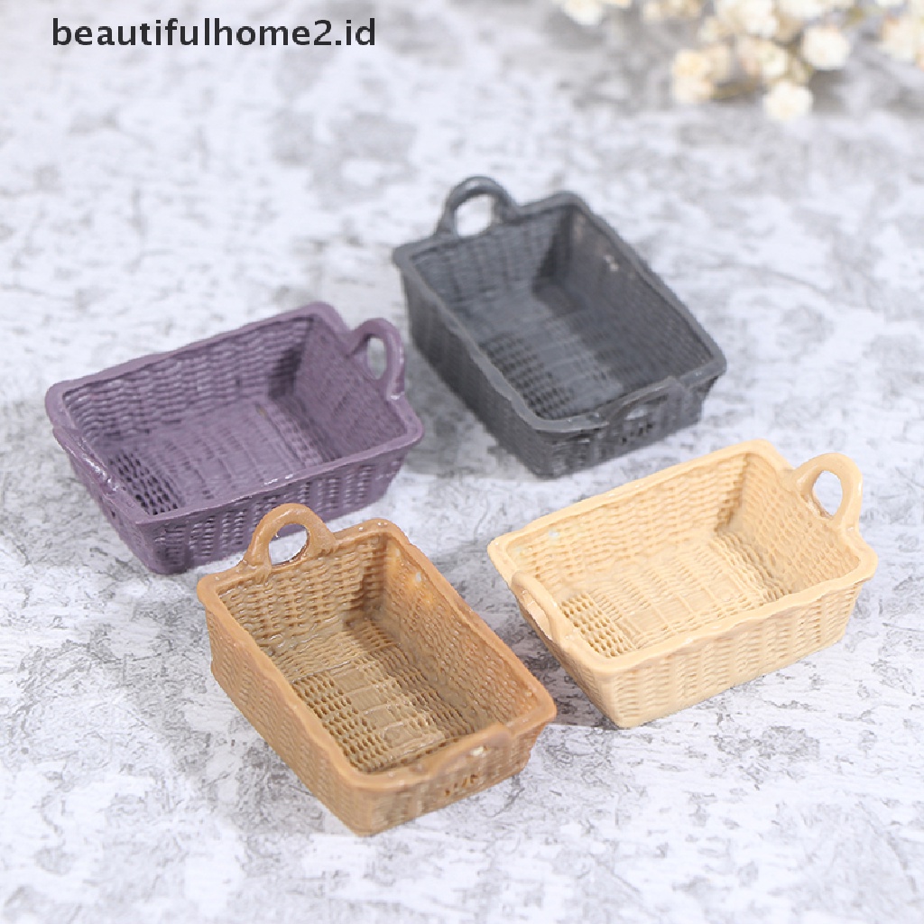 [beautifulhome2.id] 1/12 Dollhouse Miniature Mini Resin Storage Basket Model Accessories Toys ID