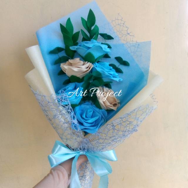 Buket Bunga Mawar Biru Special Wrap Shopee Indonesia