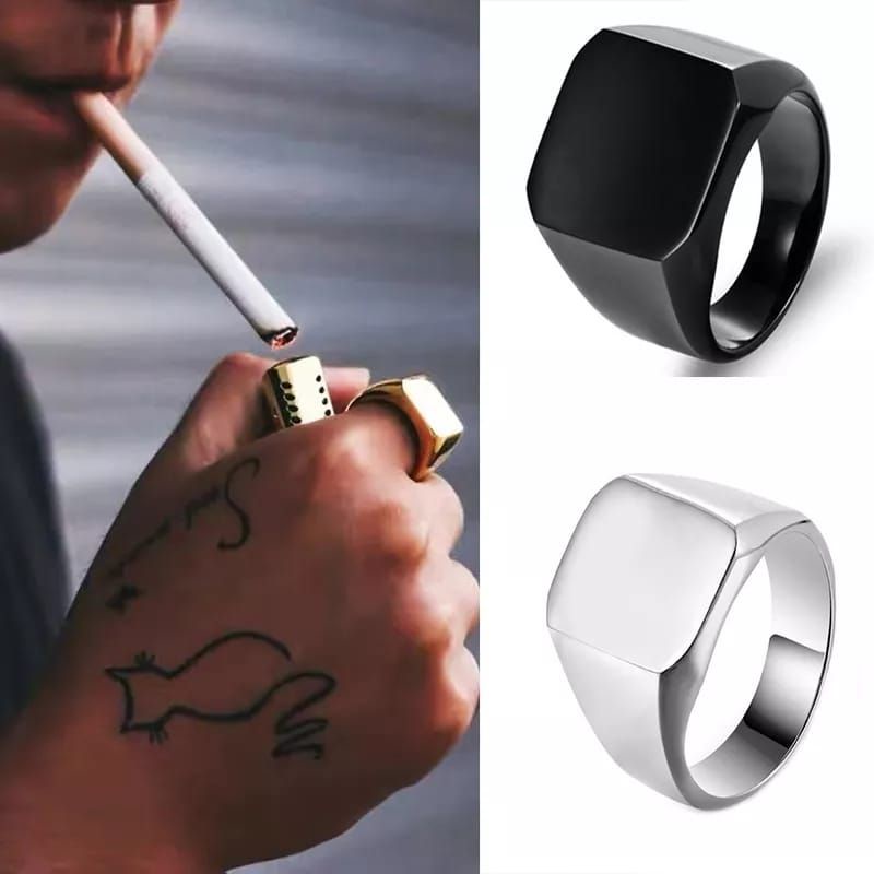 Cincin Titanium Pria Persegi Import Titanium Antikarat