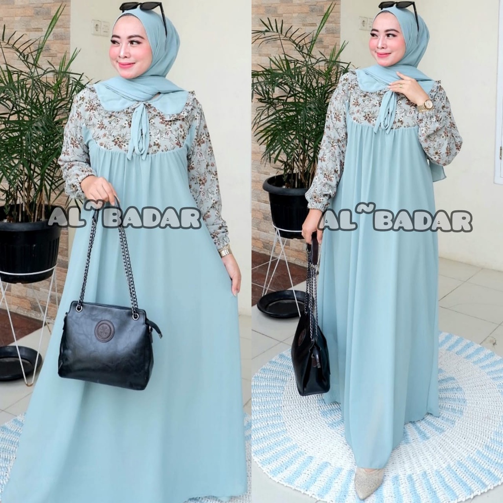 [ BISA COD ] GAMIS CERUTY BABYDOLL MOTIF KOMBINASI POLOS MIX KERAH KOREA PAKE TALI,DRESS CERUTY BABYDOLL KOMBINASI MIX KERAH KOREA MODEL TERBARU BY AL BADAR