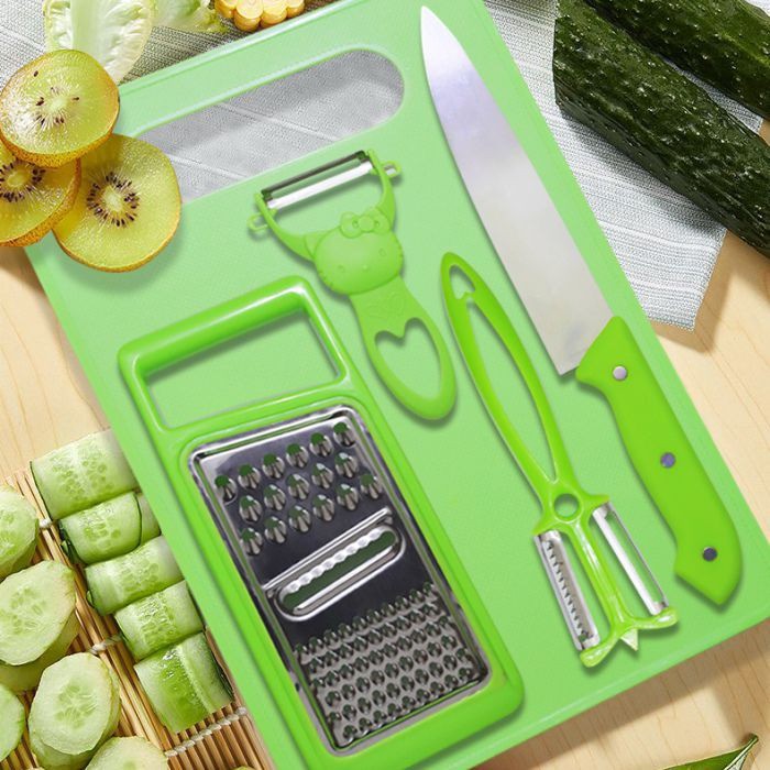 Set Talenan  Dapur Lengkap Pisau  Dan Peeler 5 in 1 