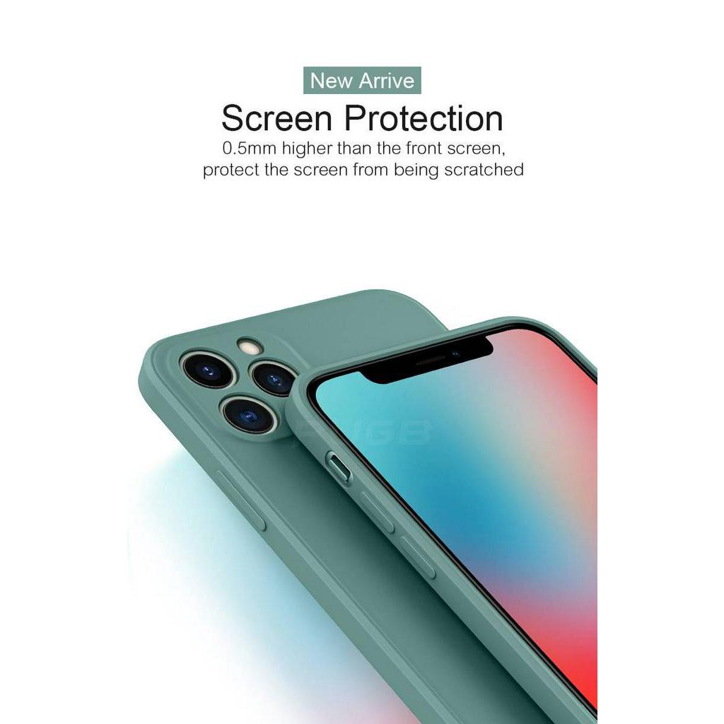 Soft Case Bahan Silikon Cair Bingkai Persegi Untuk iPhone 12 Mini 11 Pro Max X Xs Xr 7 8 6 6s Plus SE 2020 2022 SE3