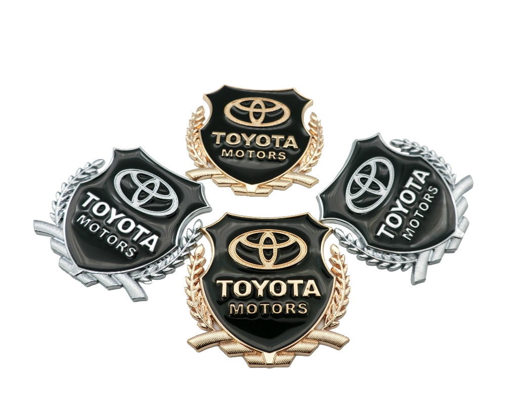 2pcs Stiker Emblem / Badge Metal 3D Untuk Samping Pintu / Jendela Mobil Toyota