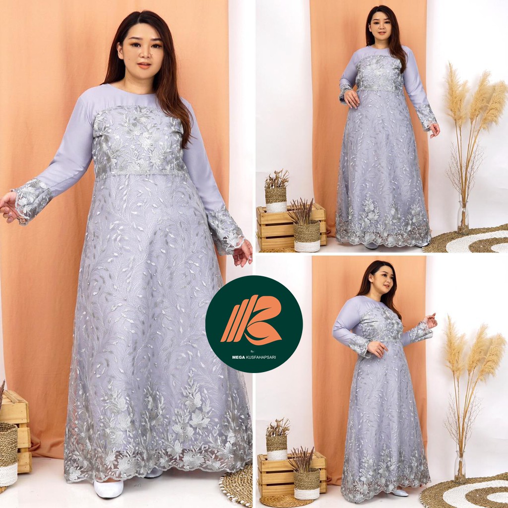 Farasya Dress Gamis Dress Terbaru Maxi Brukat Tile Mewah JUMBO LD120 LD130 XXL XXXL