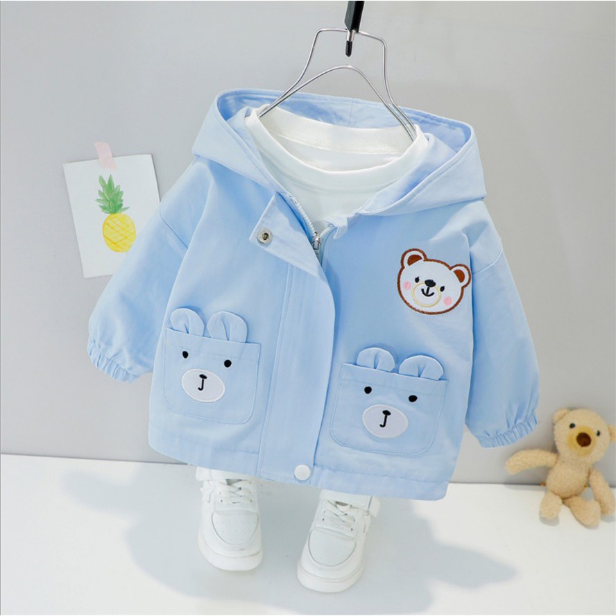 JK10- Jaket bayi dan anak perempuan dan laki-laki import motif beruang kelinci