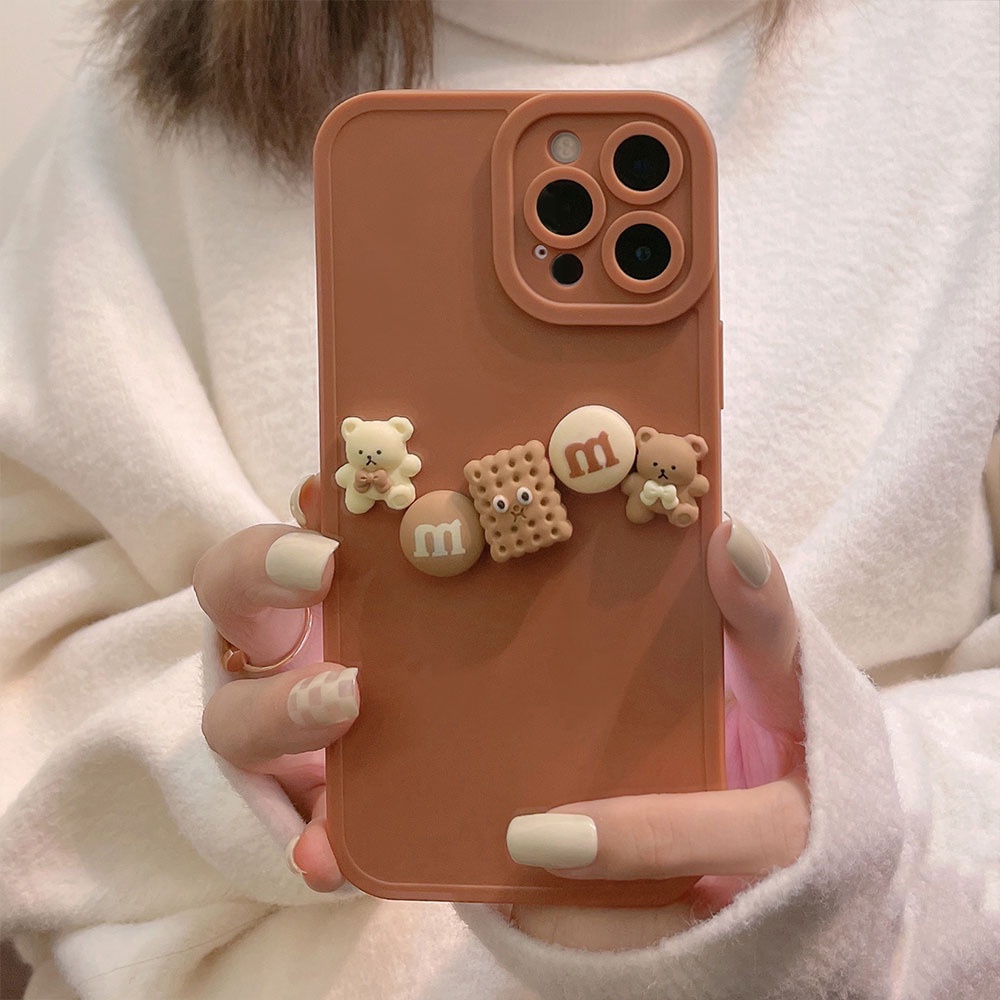 Soft Case Silikon Desain Cookie Bear 3D Untuk Iphone 13 12 Mini 11 Pro Max X Xs Xr 8 7 Plus Se