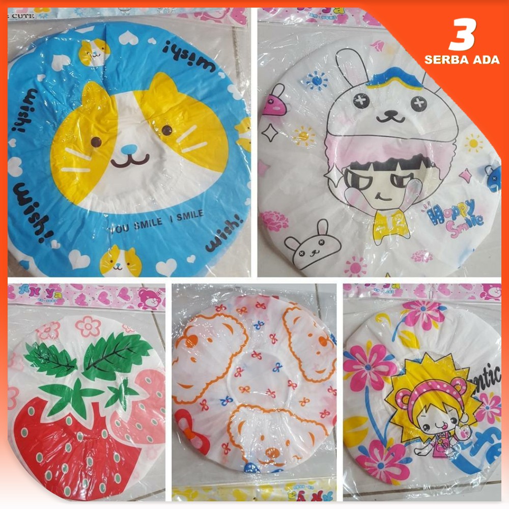 Shower Cap Rambut / Topi Mandi Anti Air / Shower Cap Karakter / Topi Keramas / Peralatan Mandi