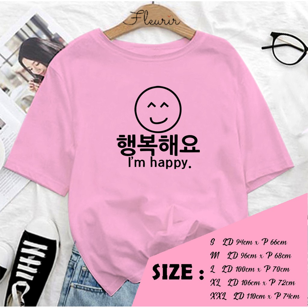 FLEURIR - KAOS KPOP IM HAPPY PL WANITA DEWASA LENGAN PENDEK TEE UNISEX OVERSIZED JUMBO