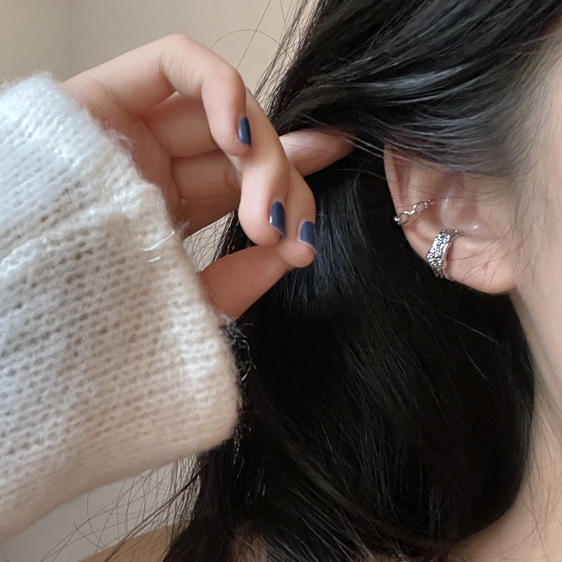 3pcs / Set Anting Klip Tanpa Tindik Warna Silver Untuk Wanita